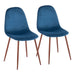 Pebble Contemporary Chair in Walnut Metal and Blue Velvet by LumiSource - Set of 2 - DTYStore
