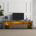 FashionTVstandTVcabinet,EntertainmentCenter,TVstationTV console,media console,with LEDlight belt,light belt remote control,toughenedglassshelf,metal handle,Canbeplaced in the living room,bedroom,brown - DTYStore