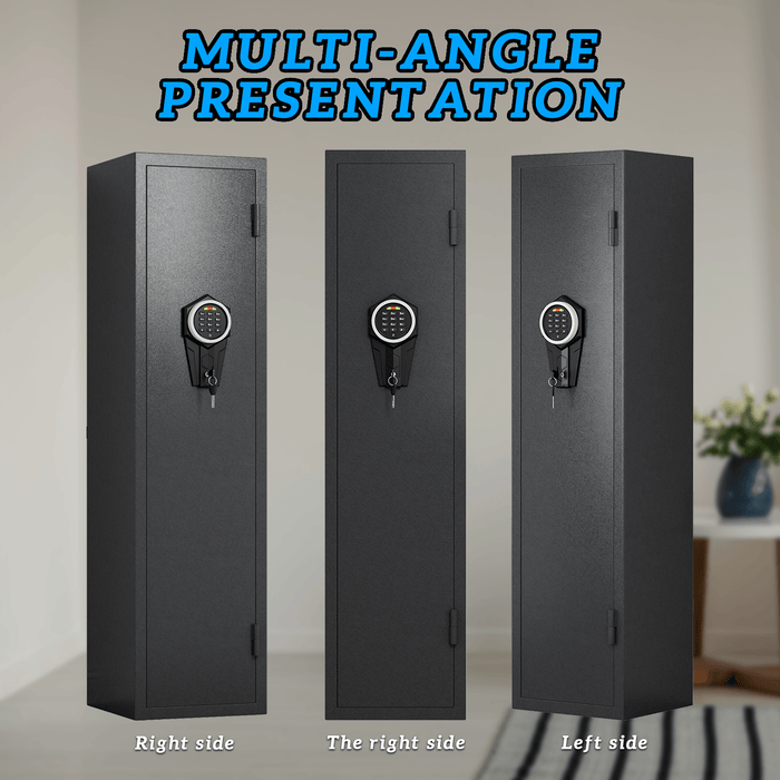 "High-Security Steel Rifle Cabinet - 3-4 Gun Capacity, Electronic Lock, Solid Bolts, Dual Alarms, LED Lighting, Silent Operation" - DTYStore