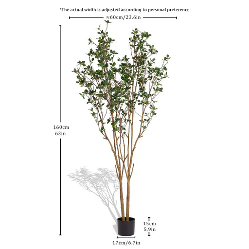 5.2FT Artificial Tree Graceful Evergreen Faux Plant with Lifelike Natural Look Leaves and Sturdy Pot Ideal for Enhancing Indoor Home Decor Office Bedroom or Hallway Decoration 1pc/set Default -DTYStore