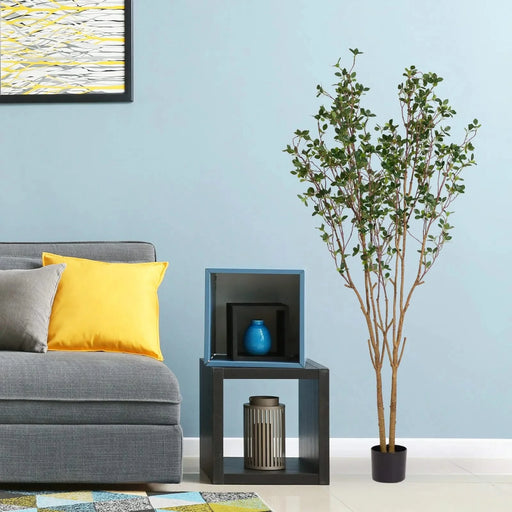 5.2FT Artificial Tree Graceful Evergreen Faux Plant with Lifelike Natural Look Leaves and Sturdy Pot Ideal for Enhancing Indoor Home Decor Office Bedroom or Hallway Decoration 1pc/set Default -DTYStore