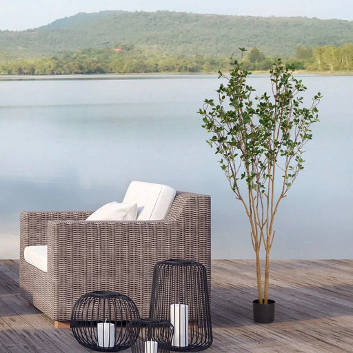 5.2FT Artificial Tree Graceful Evergreen Faux Plant with Lifelike Natural Look Leaves and Sturdy Pot Ideal for Enhancing Indoor Home Decor Office Bedroom or Hallway Decoration 1pc/set Default -DTYStore