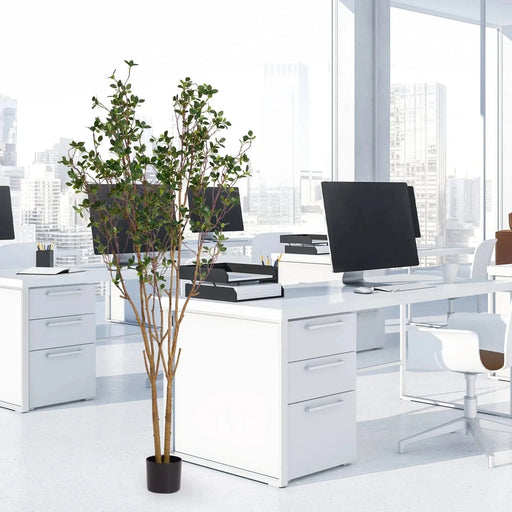 5.2FT Artificial Tree Graceful Evergreen Faux Plant with Lifelike Natural Look Leaves and Sturdy Pot Ideal for Enhancing Indoor Home Decor Office Bedroom or Hallway Decoration 1pc/set Default -DTYStore