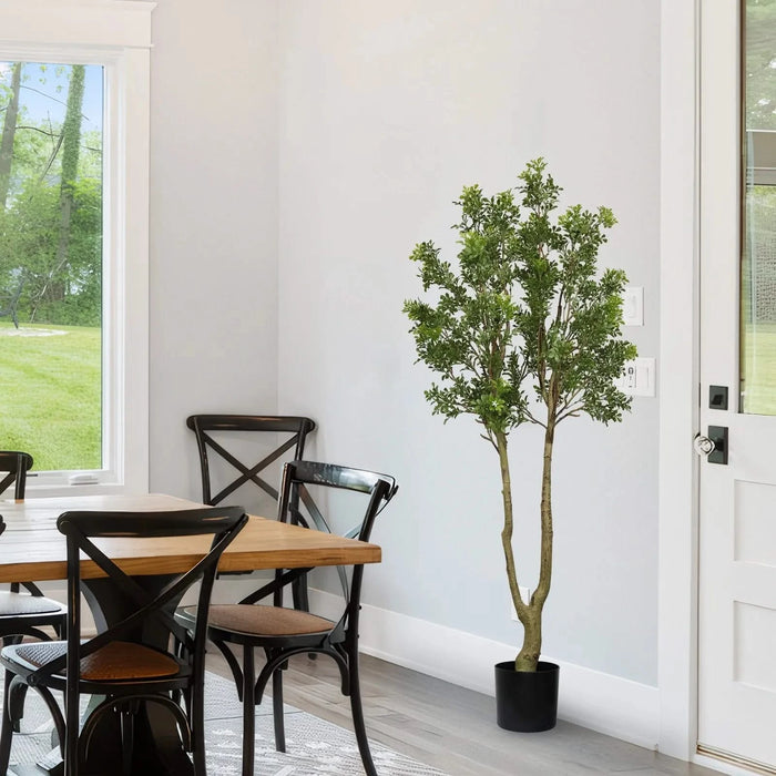 5.2FT Artificial Tree Tall Lush Evergreen Faux Plant with Vibrant Green Foliage and Natural Look Trunk Perfect Decorative Potted Tree for Indoor Home Office Living Room or Entryway 1pc/set Default -DTYStore