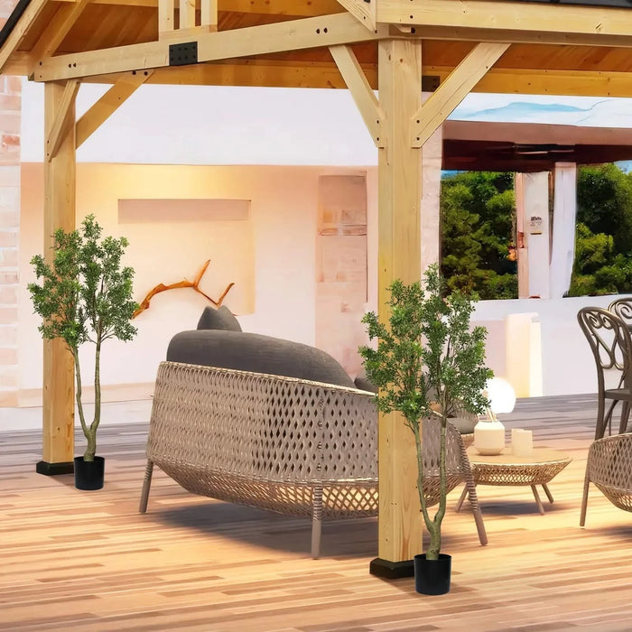 5.2FT Artificial Tree Tall Lush Evergreen Faux Plant with Vibrant Green Foliage and Natural Look Trunk Perfect Decorative Potted Tree for Indoor Home Office Living Room or Entryway 1pc/set Default -DTYStore