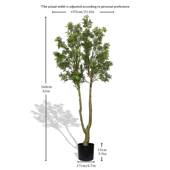 5.2FT Artificial Tree Tall Lush Evergreen Faux Plant with Vibrant Green Foliage and Natural Look Trunk Perfect Decorative Potted Tree for Indoor Home Office Living Room or Entryway 1pc/set Default -DTYStore