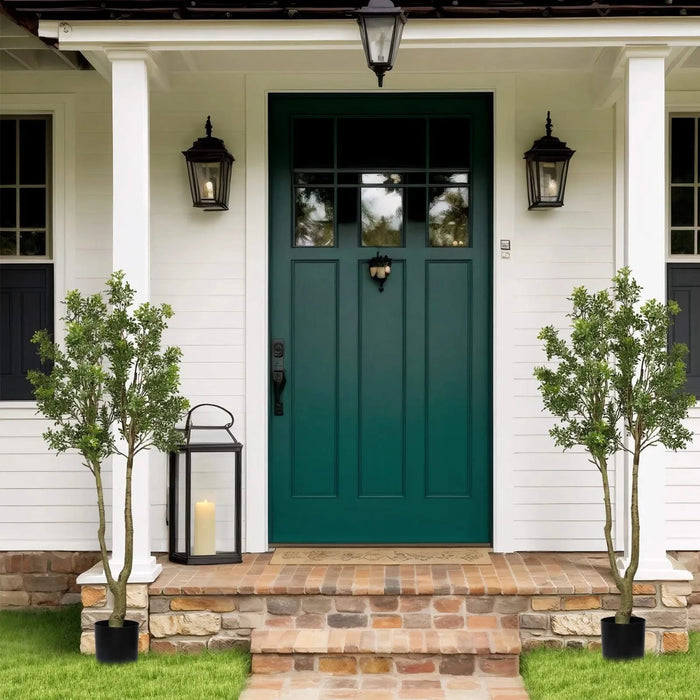 5.2FT Artificial Tree Tall Lush Evergreen Faux Plant with Vibrant Green Foliage and Natural Look Trunk Perfect Decorative Potted Tree for Indoor Home Office Living Room or Entryway 1pc/set Default -DTYStore