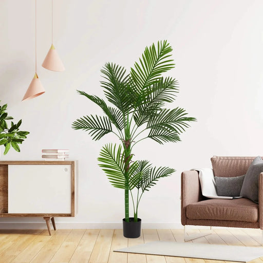 5.2FT Tall Artificial Areca Palm Tree – Realistic Lifelike Faux Indoor Potted Plant with 11 Green Leaves, Decorative Simulation for Home, Office, Living Room or Modern Spaces, 1pc/Set Default -DTYStore