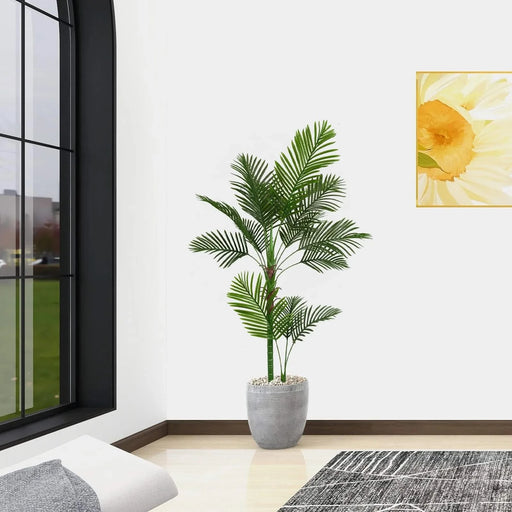 5.2FT Tall Artificial Areca Palm Tree – Realistic Lifelike Faux Indoor Potted Plant with 11 Green Leaves, Decorative Simulation for Home, Office, Living Room or Modern Spaces, 1pc/Set Default -DTYStore