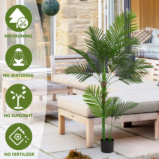 5.2FT Tall Artificial Areca Palm Tree – Realistic Lifelike Faux Indoor Potted Plant with 11 Green Leaves, Decorative Simulation for Home, Office, Living Room or Modern Spaces, 1pc/Set Default -DTYStore