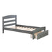 Platform Twin Bed Frame with Storage Drawer and Wood Slat Support No Box Spring Needed, Gray - DTYStore