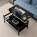 Glass Lift Top Coffee Table, Modern Simple 2-Layer Tempered Glass Coffee Table for Living Room, Black - DTYStore