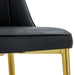 8 modern dining chairs, sleek PU backrest, and gold metal legs bring a comfortable home experience to the kitchen, bedroom, and office.Black PU Chairs with Simple Line Designs On The Backrest. - DTYStore