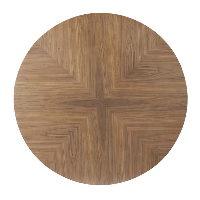 53.14'' Round MDF Coffee Table End Table Short Leisure Tea Table Cross Legs Metal Base, Easy to Assemble,Walnut. Default -DTYStore