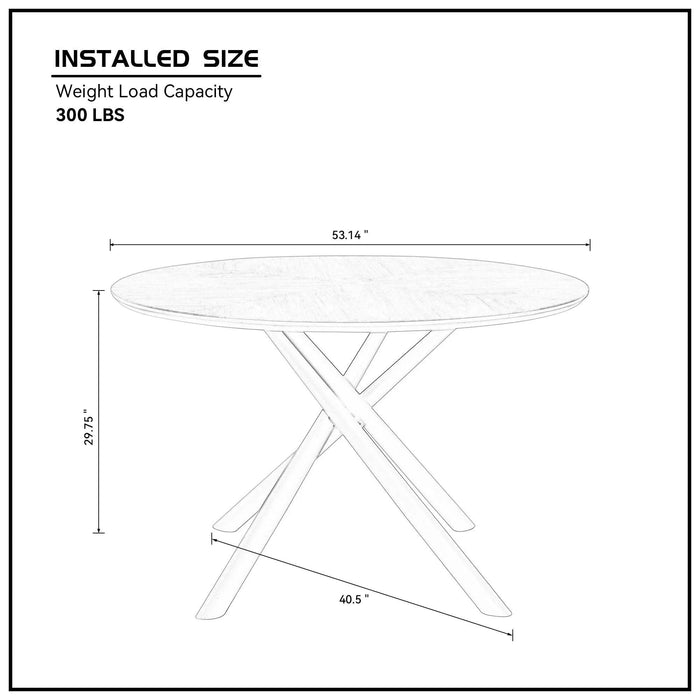 53.14'' Round MDF Coffee Table End Table Short Leisure Tea Table Cross Legs Metal Base, Easy to Assemble,Walnut. Default -DTYStore
