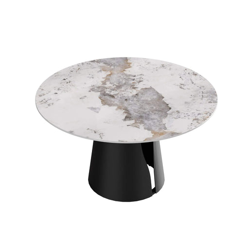 53.15'Modern Artificial Stone Round Black Carbon Steel Base Dining Table-Can Accommodate 6 People Default -DTYStore