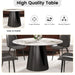 53.15'Modern Artificial Stone Round Black Carbon Steel Base Dining Table-Can Accommodate 6 People Default -DTYStore