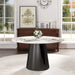 53.15'Modern Artificial Stone Round Black Carbon Steel Base Dining Table-Can Accommodate 6 People Default -DTYStore