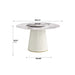 53.15 'Modern White Artificial Stone Round Beige Plywood PU Base Dining Table-23.62'White Artificial Stone Turntable-Can Accommodate 6 People (Not Including Chairs. ) Default -DTYStore
