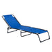 Folding Chaise Lounge Pool Chair, Patio Sun Tanning Chair, Outdoor Lounge Chair with 4-Position Reclining Back, Breathable Mesh Seat for Beach, Yard, Patio, Dark Blue - DTYStore