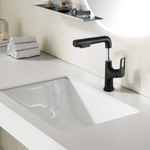Matte Black Pull-Down Vessel Faucet with Lift Spout & Dual Spray Modes, Metal, Single Hole - Image 2