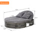 Outdoor Patio Round Daybed, Sun Bed with Adjustable Backrests and Foldable Cup Trays, Reclining Outdoor Lounger Wicker Rattan Patio Daybed with Cushions and Pillows for Backyard Poolside - DTYStore