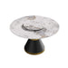 53'Modern Artificial Stone Round Black Carbon Steel Base Dining Table-23.62'White Artificial Stone Turntable-Can Accommodate 6 People Default -DTYStore