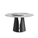 53'Modern Artificial Stone Round Black Carbon Steel Base Dining Table-23.62'White Artificial Stone Turntable-Can Accommodate 6 People Default -DTYStore