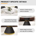 53'Modern Artificial Stone Round Black Carbon Steel Base Dining Table-23.62'White Artificial Stone Turntable-Can Accommodate 6 People Default -DTYStore