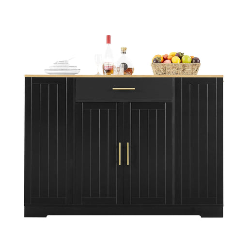 53'' Kitchen Storage Islands with Drawers and Trash Can Storage for Kitchen & Dining. Modern Farmhouse Design, Black, 53.2'W x 20.9'D x 38.0'H. Default -DTYStore