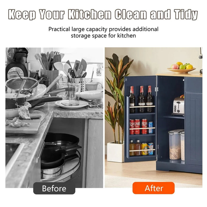 53'' Kitchen Storage Islands with Drawers and Trash Can Storage for Kitchen & Dining. Modern Farmhouse Design, Navy Blue, 53.2'W x 20.9'D x 38.0'H. Default -DTYStore