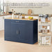 53'' Kitchen Storage Islands with Drawers and Trash Can Storage for Kitchen & Dining. Modern Farmhouse Design, Navy Blue, 53.2'W x 20.9'D x 38.0'H. Default -DTYStore