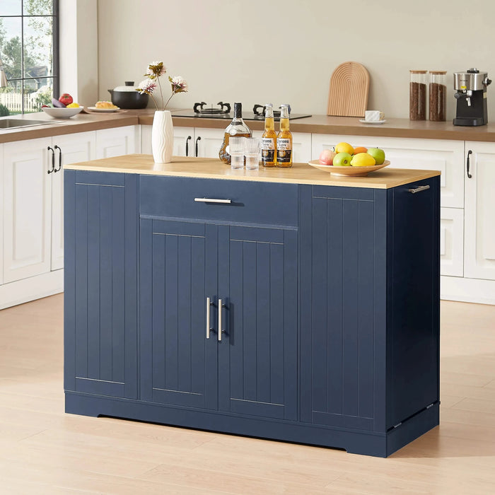 53'' Kitchen Storage Islands with Drawers and Trash Can Storage for Kitchen & Dining. Modern Farmhouse Design, Navy Blue, 53.2'W x 20.9'D x 38.0'H. Default -DTYStore