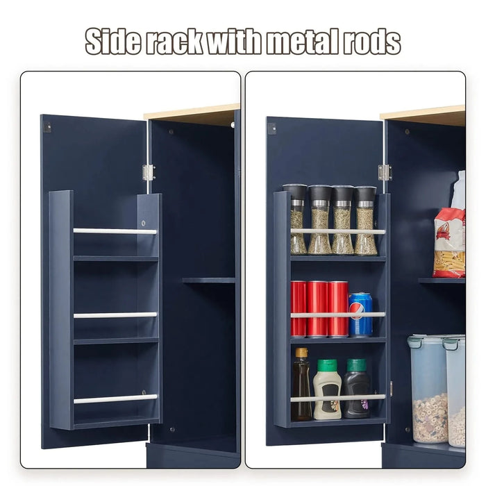 53'' Kitchen Storage Islands with Drawers and Trash Can Storage for Kitchen & Dining. Modern Farmhouse Design, Navy Blue, 53.2'W x 20.9'D x 38.0'H. Default -DTYStore