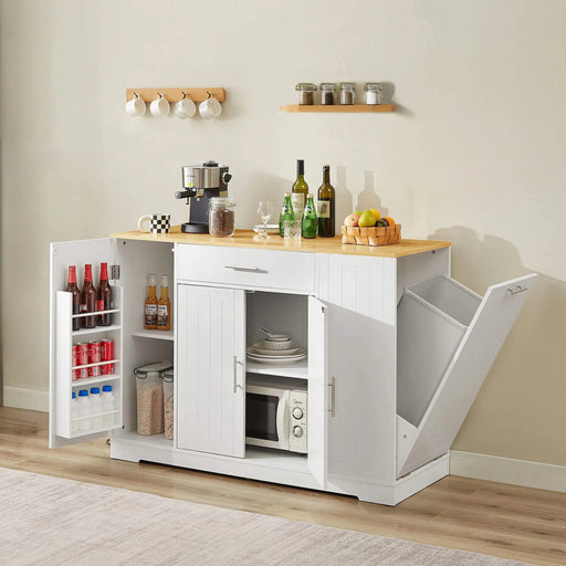 53'' Kitchen Storage Islands with Drawers and Trash Can Storage for Kitchen & Dining. Modern Farmhouse Design, White, 53.2'W x 20.9'D x 38.0'H. Default -DTYStore