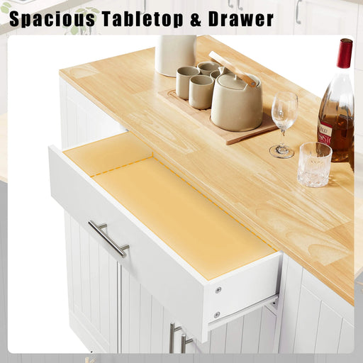 53'' Kitchen Storage Islands with Drawers and Trash Can Storage for Kitchen & Dining. Modern Farmhouse Design, White, 53.2'W x 20.9'D x 38.0'H. Default -DTYStore