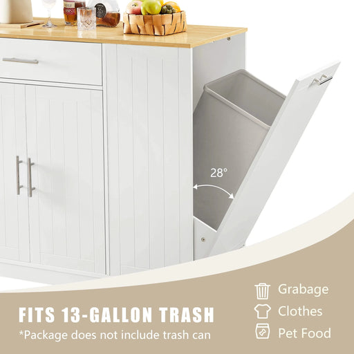 53'' Kitchen Storage Islands with Drawers and Trash Can Storage for Kitchen & Dining. Modern Farmhouse Design, White, 53.2'W x 20.9'D x 38.0'H. Default -DTYStore