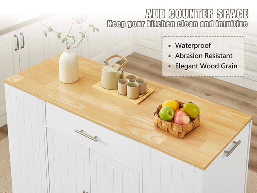 53'' Kitchen Storage Islands with Drawers and Trash Can Storage for Kitchen & Dining. Modern Farmhouse Design, White, 53.2'W x 20.9'D x 38.0'H. Default -DTYStore