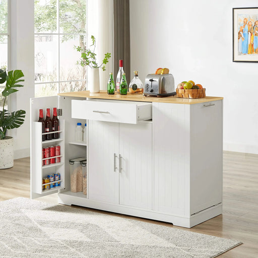 53'' Kitchen Storage Islands with Drawers and Trash Can Storage for Kitchen & Dining. Modern Farmhouse Design, White, 53.2'W x 20.9'D x 38.0'H. Default -DTYStore