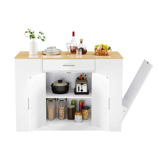 53'' Kitchen Storage Islands with Drawers and Trash Can Storage for Kitchen & Dining. Modern Farmhouse Design, White, 53.2'W x 20.9'D x 38.0'H. Default -DTYStore