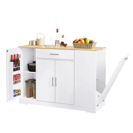 53'' Kitchen Storage Islands with Drawers and Trash Can Storage for Kitchen & Dining. Modern Farmhouse Design, White, 53.2'W x 20.9'D x 38.0'H. Default -DTYStore