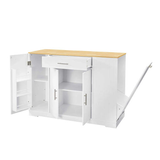 53'' Kitchen Storage Islands with Drawers and Trash Can Storage for Kitchen & Dining. Modern Farmhouse Design, White, 53.2'W x 20.9'D x 38.0'H. Default -DTYStore