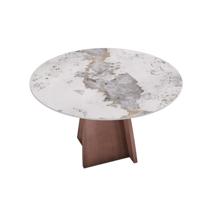 53' Round Marble Dining Table with Iron Metal Base, Artificial Marble for 6 People, Dining Room/Living Room Kitchen Dining Table,Pandora (Dining Table Only) Default -DTYStore