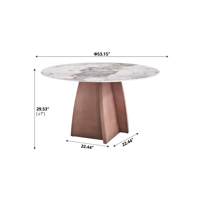53' Round Marble Dining Table with Iron Metal Base, Artificial Marble for 6 People, Dining Room/Living Room Kitchen Dining Table,Pandora (Dining Table Only) Default -DTYStore