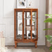 2 Doors Curio Cabinet with Tempered Glass Doors, Curio Cabinets with Mirrored Back Panel and Adjustable Shelves, Lighted Display Cabinet for Home, Office Light Bulb Included Oak - DTYStore