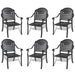 Cast Aluminum Patio Dining Chair 6PCS With Black Frame and Cushions In Random Colors - DTYStore