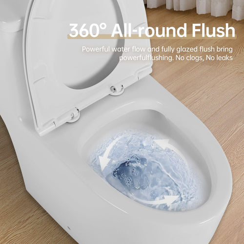 1.1/1.6 GPF Elongated Comfort Height Floor Mounted One-Piece Toilet ,  CUPC Certified, WaterSense Cetified, Ceramic, White Color, Soft Close Seat - Image 16