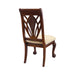 Elegant Design Traditional Side Chairs 2pc Set Dark Cherry Finish Brown Fabric Seats Dining Furniture - DTYStore
