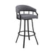 Palmdale 30' Swivel Slate Gray Faux Leather and Black Metal Bar Stool - DTYStore