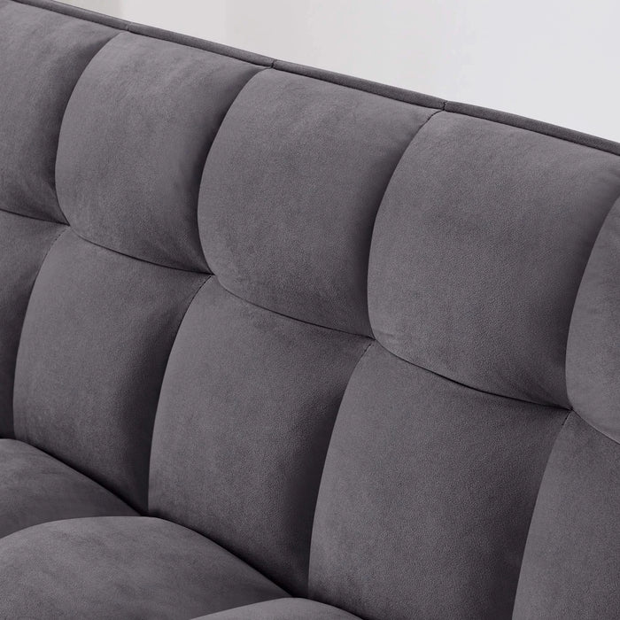 54.33 inch versatile foldable sofa bed in 3 lengths, modern sofa sofa sofa velvet pull-out bed, adjustable back (GRAY) Default -DTYStore